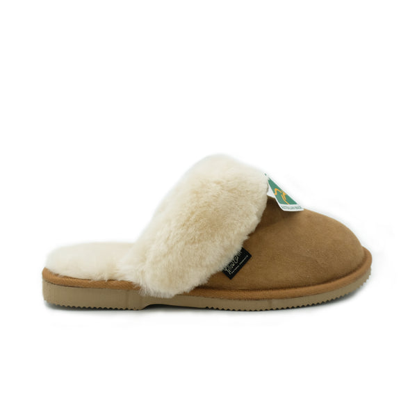 Classic Womens Sheepskin Scuffs - Australian Made Sheepskin Slippers - Chestnut