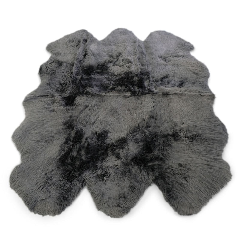 Sheepskin Rug - Steel (Dark Gray) - Super Sexto Sized 78 x 65 inches - Long Wool Australian Merino Sheepskin