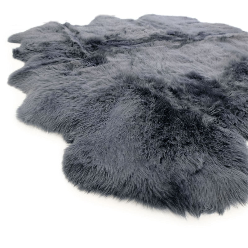 Sheepskin Rug - Steel (Dark Gray) - Super Sexto Sized 78 x 65 inches - Long Wool Australian Merino Sheepskin