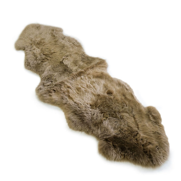 Taupe - Double Length (71 x 26 in) - Dark Gray Long Wool Rug - Australian Merino Sheepskin