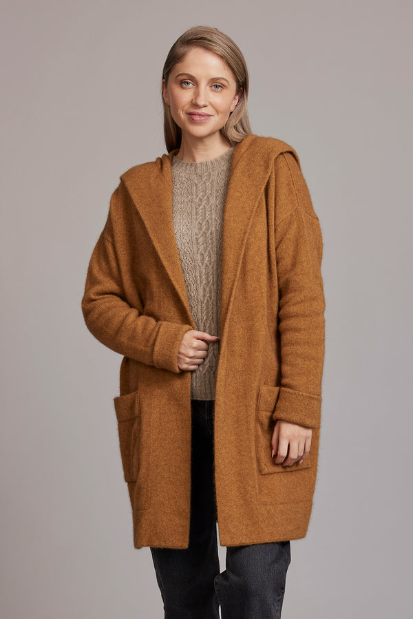 Possum Merino Wool Silk Hood Jacket - Oversize Hoody - Made in New Zealand  - Honeycomb - Yellow Earth Australia