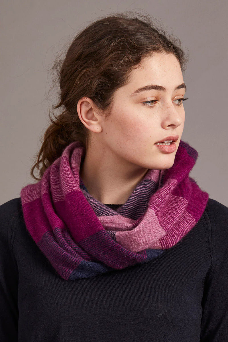 Possum Merino Wool Silk Snood - Ombre Snood - Made in New Zealand - Amaranth - Yellow Earth Australia
