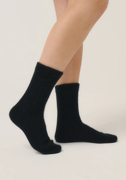 Possum/Merino/Silk Socks - Unisex - Fine Merino Wool, Brushtail Possum Fibre, Silk Blend - Jet - Made in New Zealand