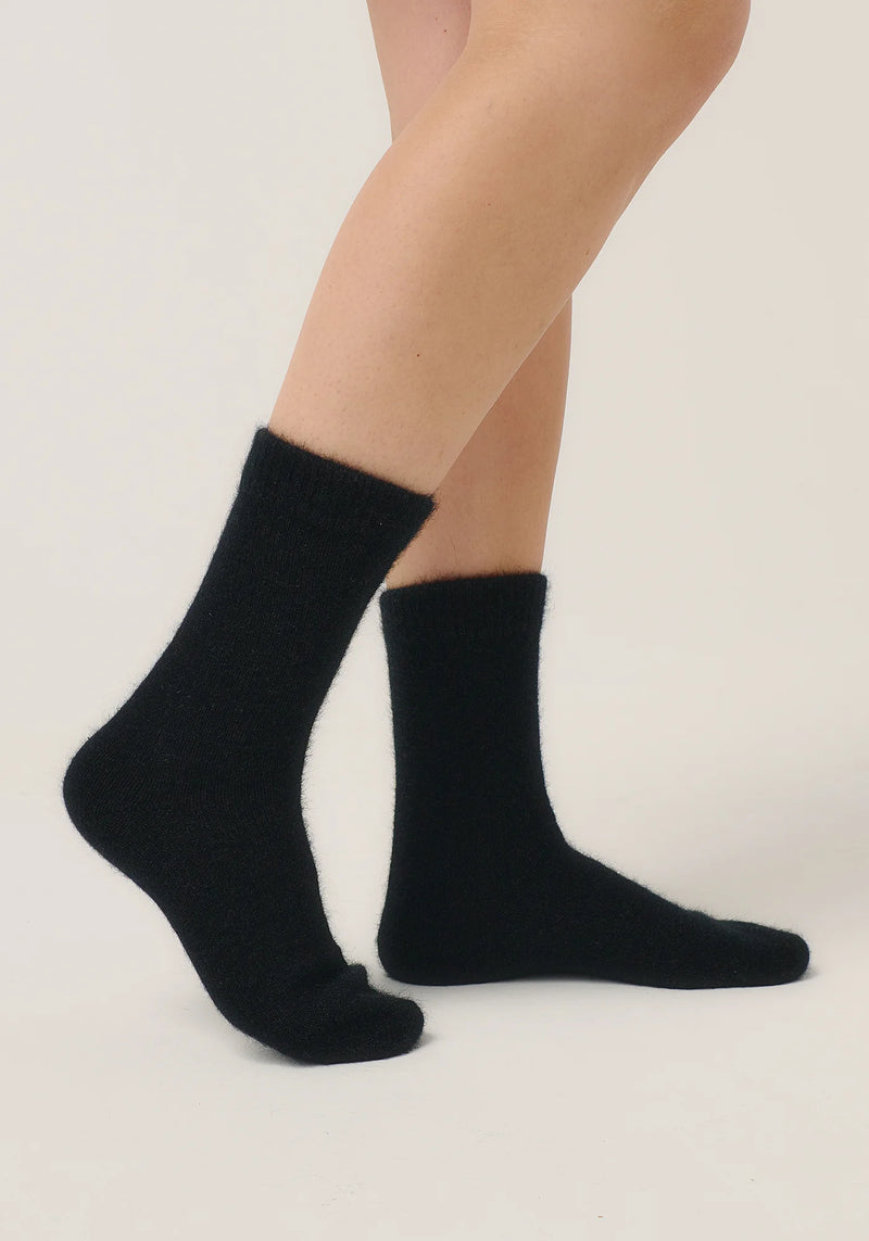 Possum/Merino/Silk Socks - Unisex - Fine Merino Wool, Brushtail Possum Fibre, Silk Blend - Jet - Made in New Zealand