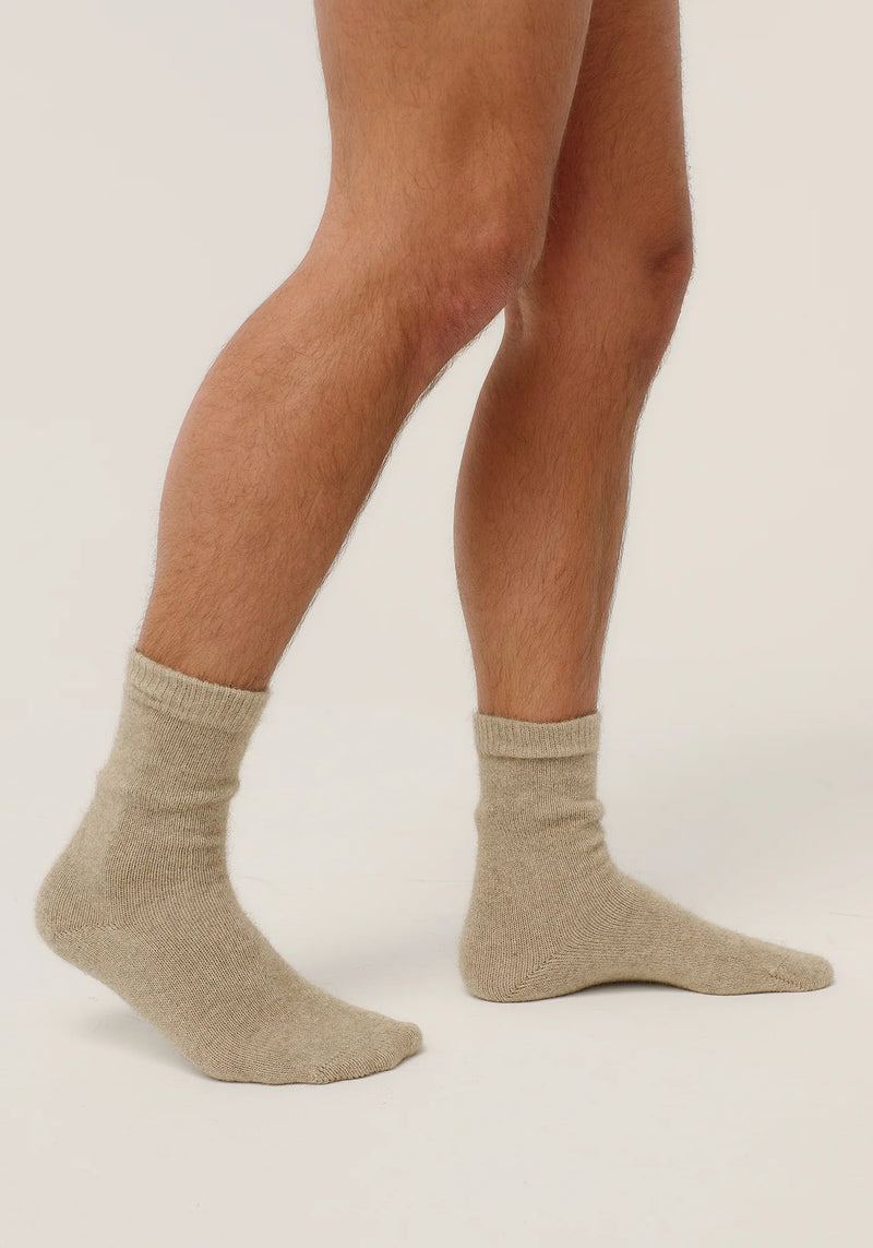 Possum/Merino/Silk Socks - Unisex - Fine Merino Wool, Brushtail Possum Fibre, Silk Blend - Latte - Made in New Zealand