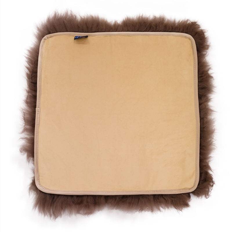 Taupe Brown Square Sheepskin Mats - Australian Merino Sheepskin Seat Mats (19.6 x 19.6 inches)