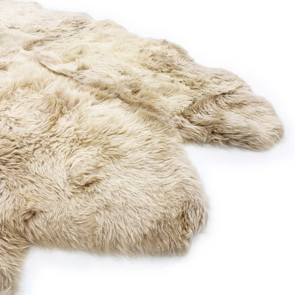 Sheepskin Rug - Linen - Super Sexto Sized 78 x 65 inches - Long Wool Australian Merino Sheepskin