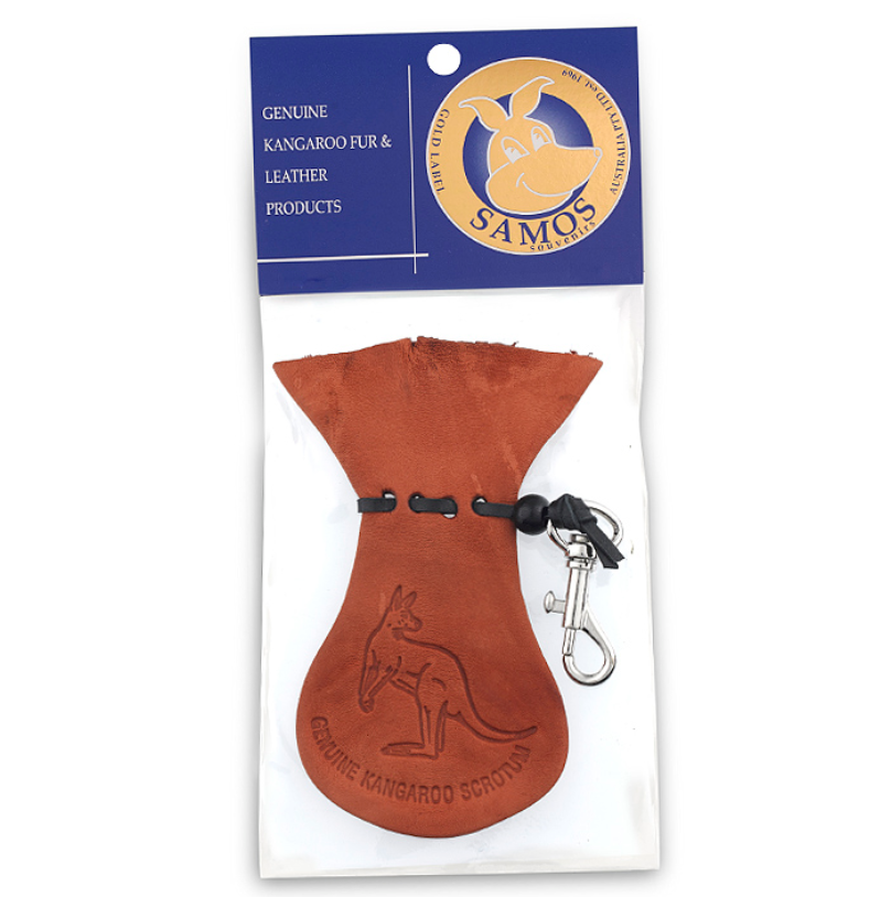 Joey Roo Key Ring Key Ring Scrotum – Medium – Genuine Kangaroo Leather Scrotum – Yellow ...