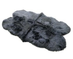 Sheepskin Rug - Steel (Dark Gray) - Super Quad Sized 78 x 43 inches - Long Wool Australian Merino Sheepskin