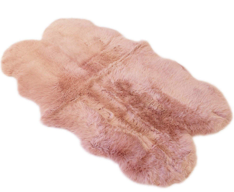 Sheepskin Rug - Dust Pink - Super Quad Sized 78 x 43 inches - Long Wool Australian Merino Sheepskin