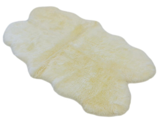 Sheepskin Rug - Ivory - Super Quad Sized 78 x 43 inches - Long Wool Australian Merino Sheepskin