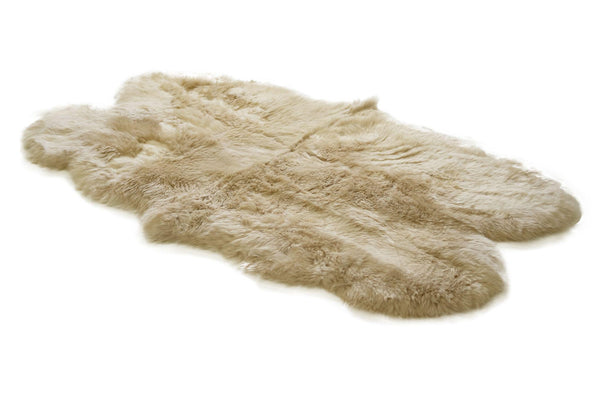 Sheepskin Rug - Linen - Super Quad Sized 78 x 43 inches -  Long Wool Australian Merino Sheepskin