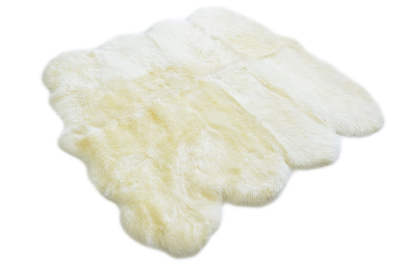 Sheepskin Rug - Ivory - Super Octo Sized 78 x 85 inches - Long Wool Australian Merino Sheepskin