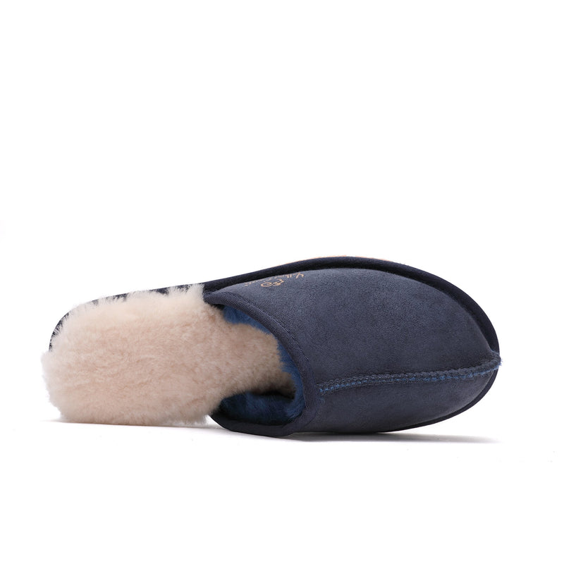 Premium Men's Scuff - Australian Sheepskin Slippers - Flexible Non-Slip Rubber Sole