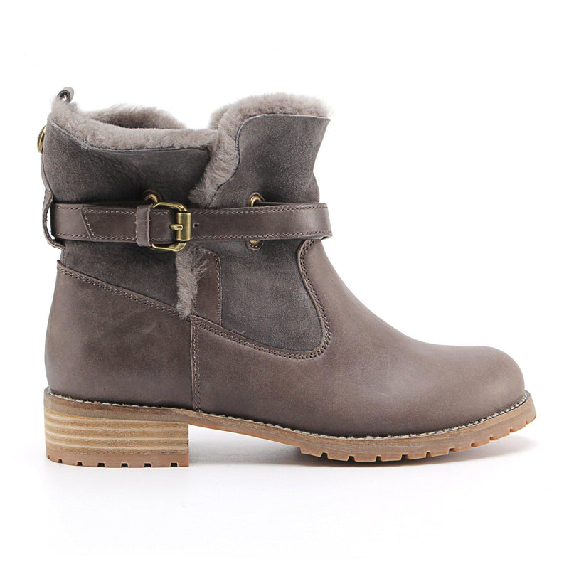 Hazel - Sheepskin Dress Boot - GREY / 5 - Footwear Y.E. & CO boot,leather boots,NEW ARRIVAL,Y.E. & Co