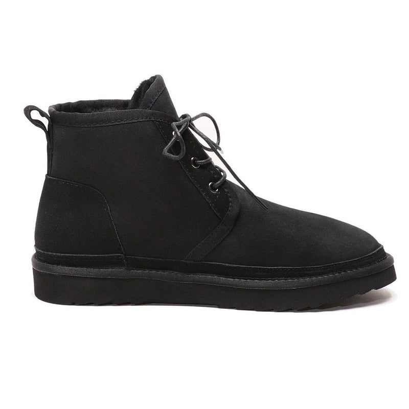 Oliver - Lace-up Casual Sheepskin Boot-Footwear-Y.E. & CO-BLACK-9-Yellow Earth Australia