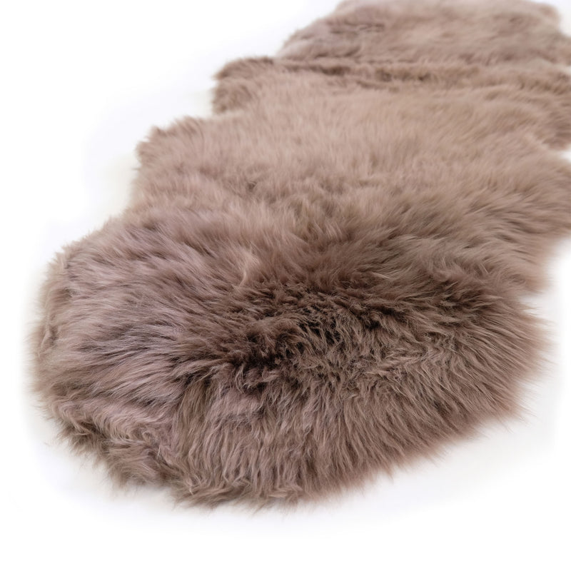 Taupe - Double Length (71 x 26 in) - Dark Gray Long Wool Rug - Australian Merino Sheepskin