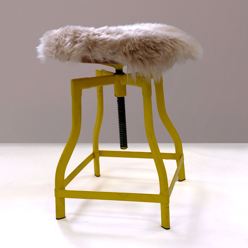 Round Chair Mat Long Wool - Linen - 14.5" Diameter - Australian Merino Sheepskin